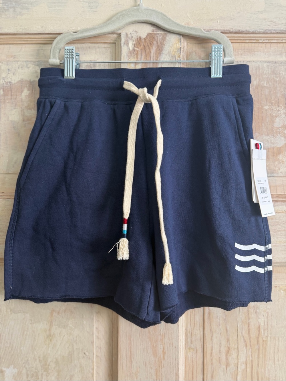 Sol Angeles Navy Athletic Shorts with Cream Drawstring